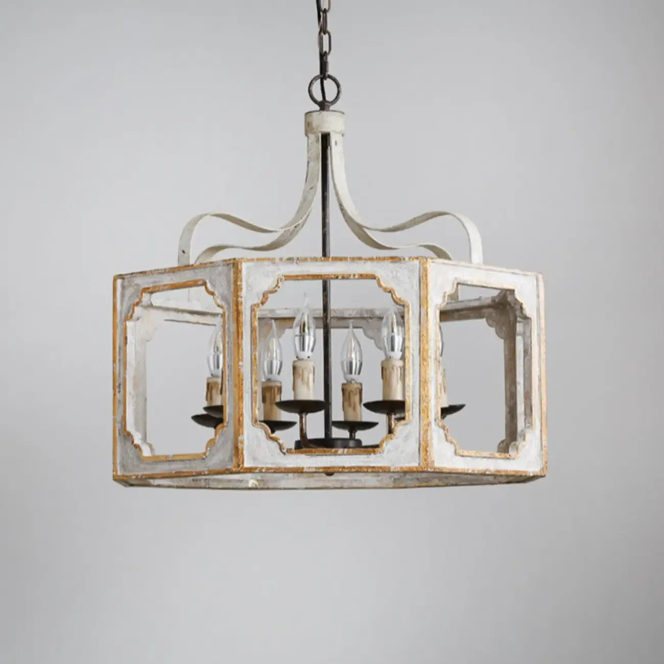 Vintage White Metal Pendant Light with Adjustable Height    Image - 10