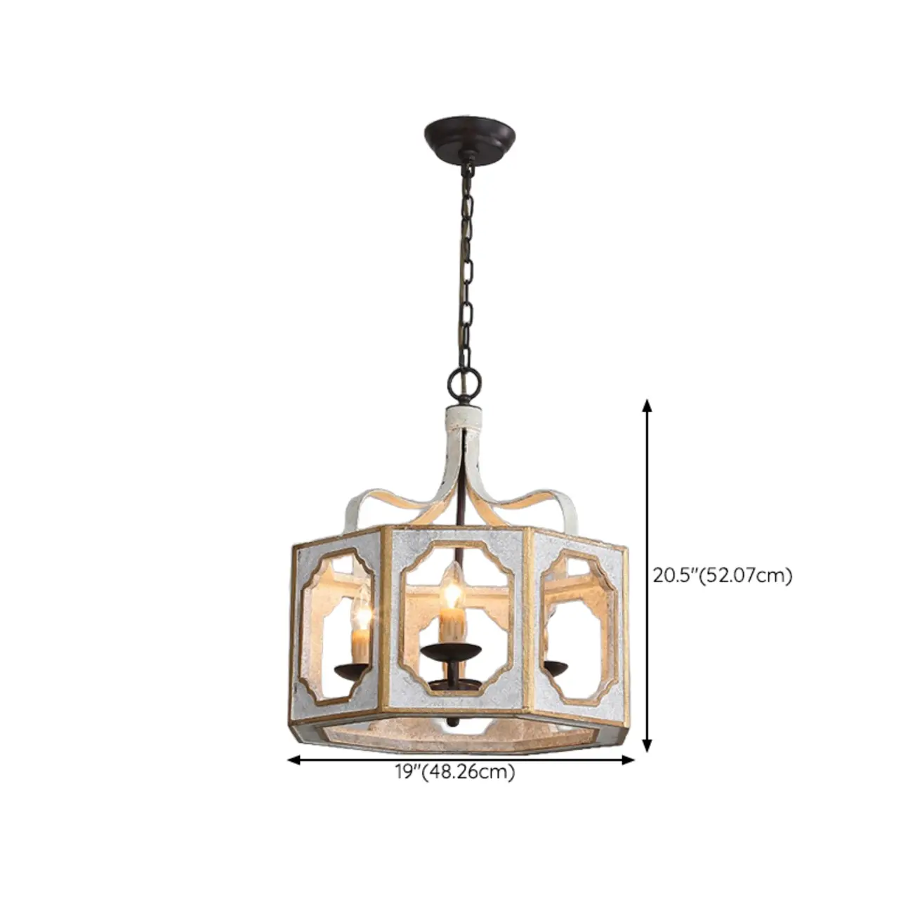 Vintage White Metal Pendant Light with Adjustable Height    #size