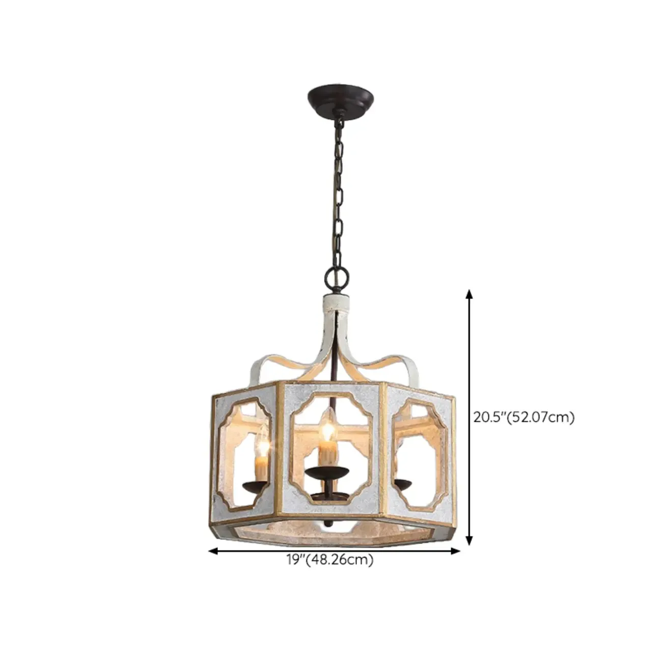 Vintage White Metal Pendant Light with Adjustable Height    #size