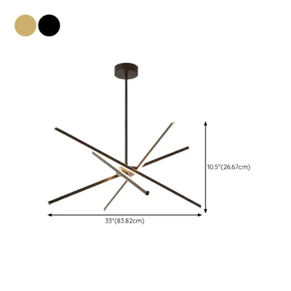 Modern Sputnik LED Pendant Chandelier with Linear Design #size