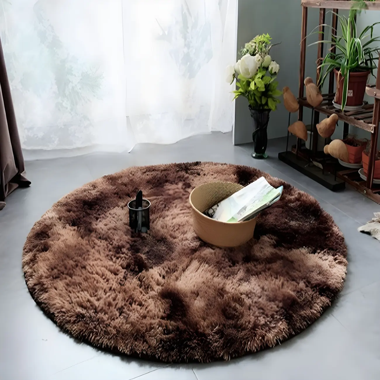 Indoor Casual Polyester Anti-Slip Round Area Rug Image - 2 | homeyfad