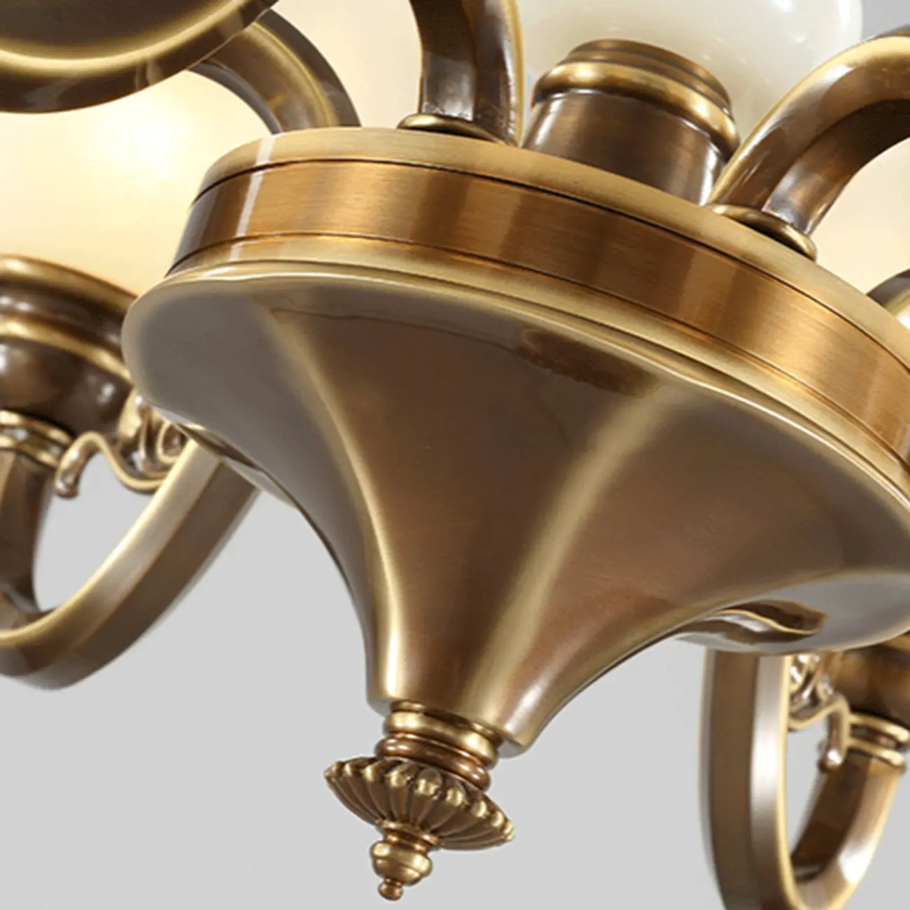  Classic Floral Brass Chandelier for Living Room with Beige Shade Image - 14 | homeyfad