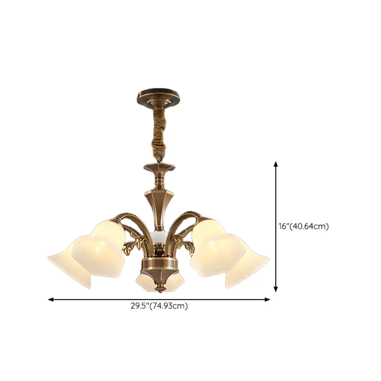  Classic Floral Brass Chandelier for Living Room with Beige Shade Image - 20