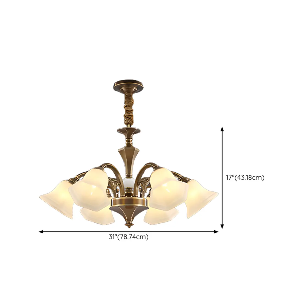  Classic Floral Brass Chandelier for Living Room with Beige Shade Image - 21 | homeyfad