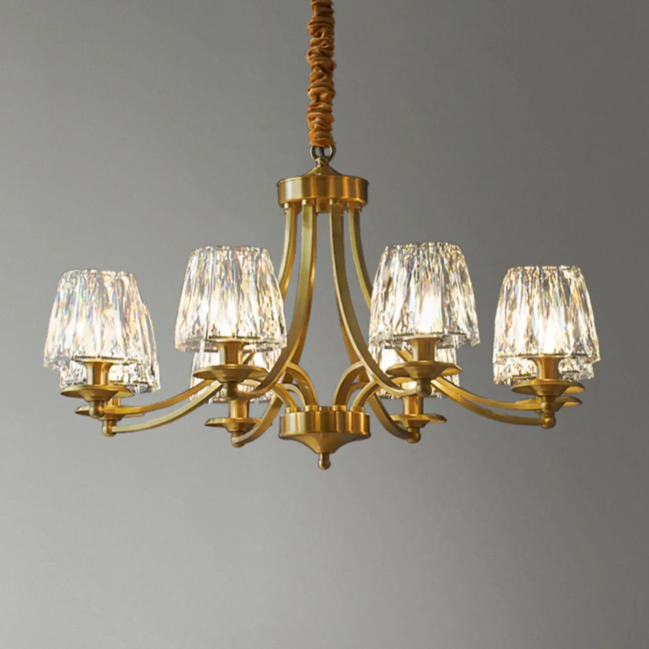 6-Light Vintage Crystal LED Chandelier with Adjustable Height Image - 3 | homeyfad