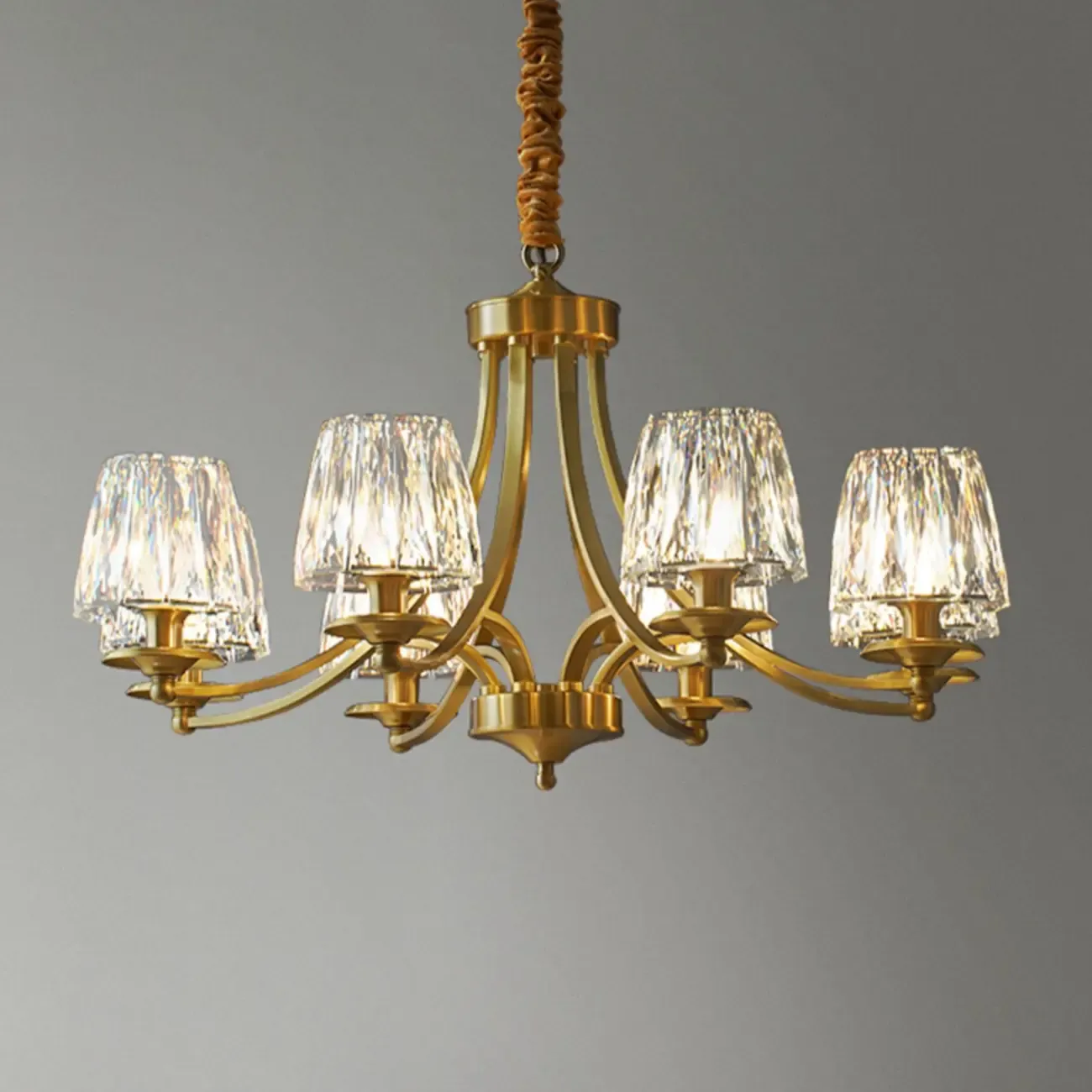 6-Light Vintage Crystal LED Chandelier with Adjustable Height Image - 3