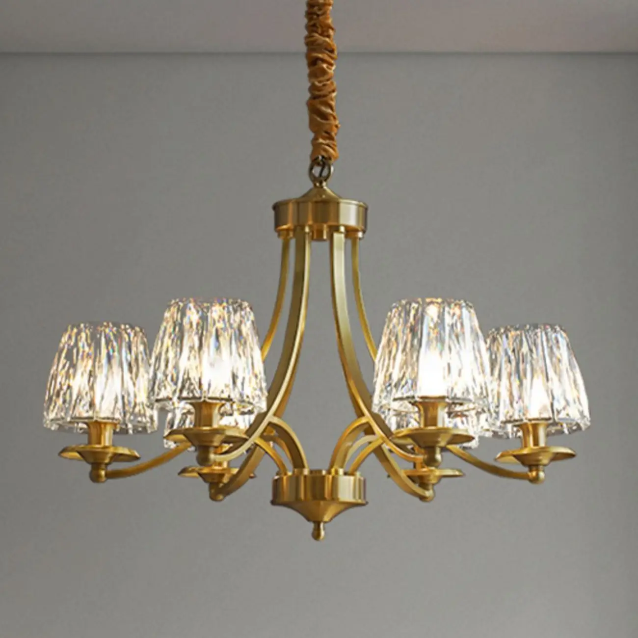 6-Light Vintage Crystal LED Chandelier with Adjustable Height Image - 5 | homeyfad