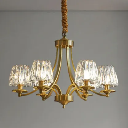 6-Light Vintage Crystal LED Chandelier with Adjustable Height Image - 5