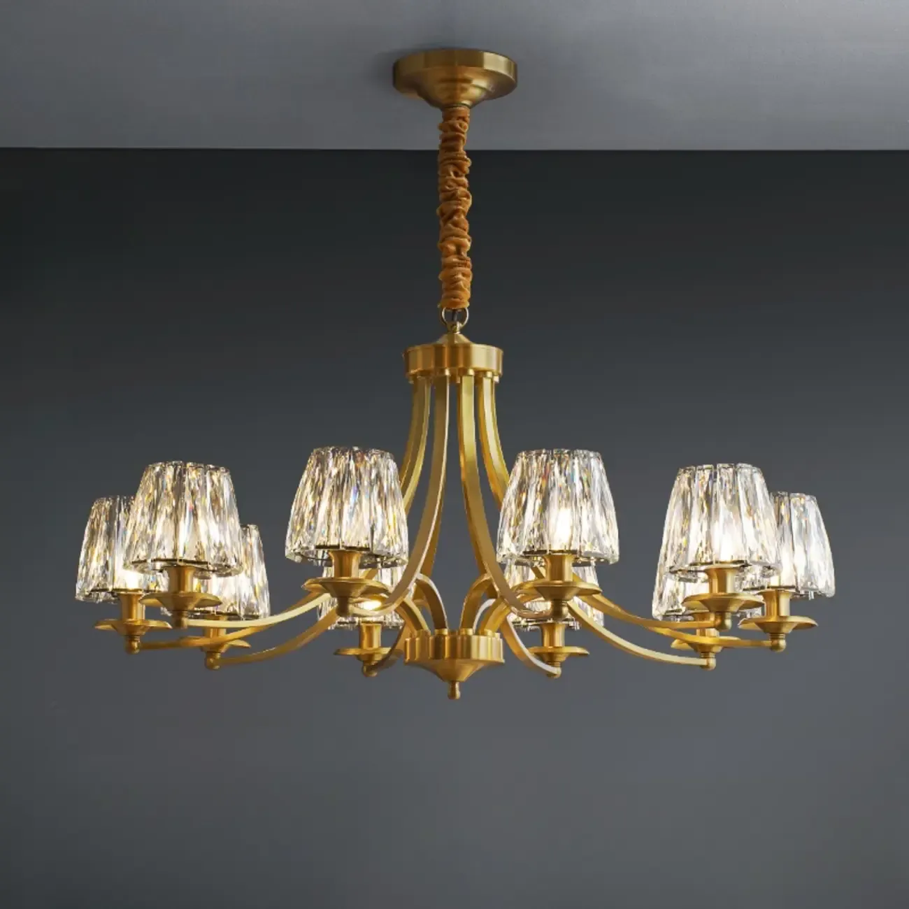 6-Light Vintage Crystal LED Chandelier with Adjustable Height Image - 6