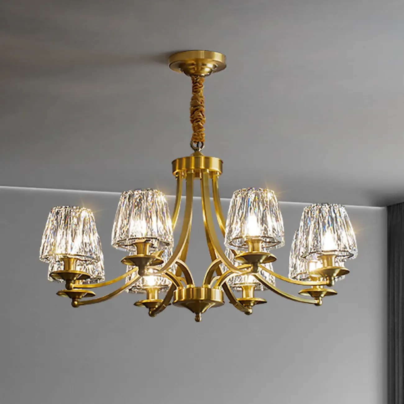 6-Light Vintage Crystal LED Chandelier with Adjustable Height Image - 7