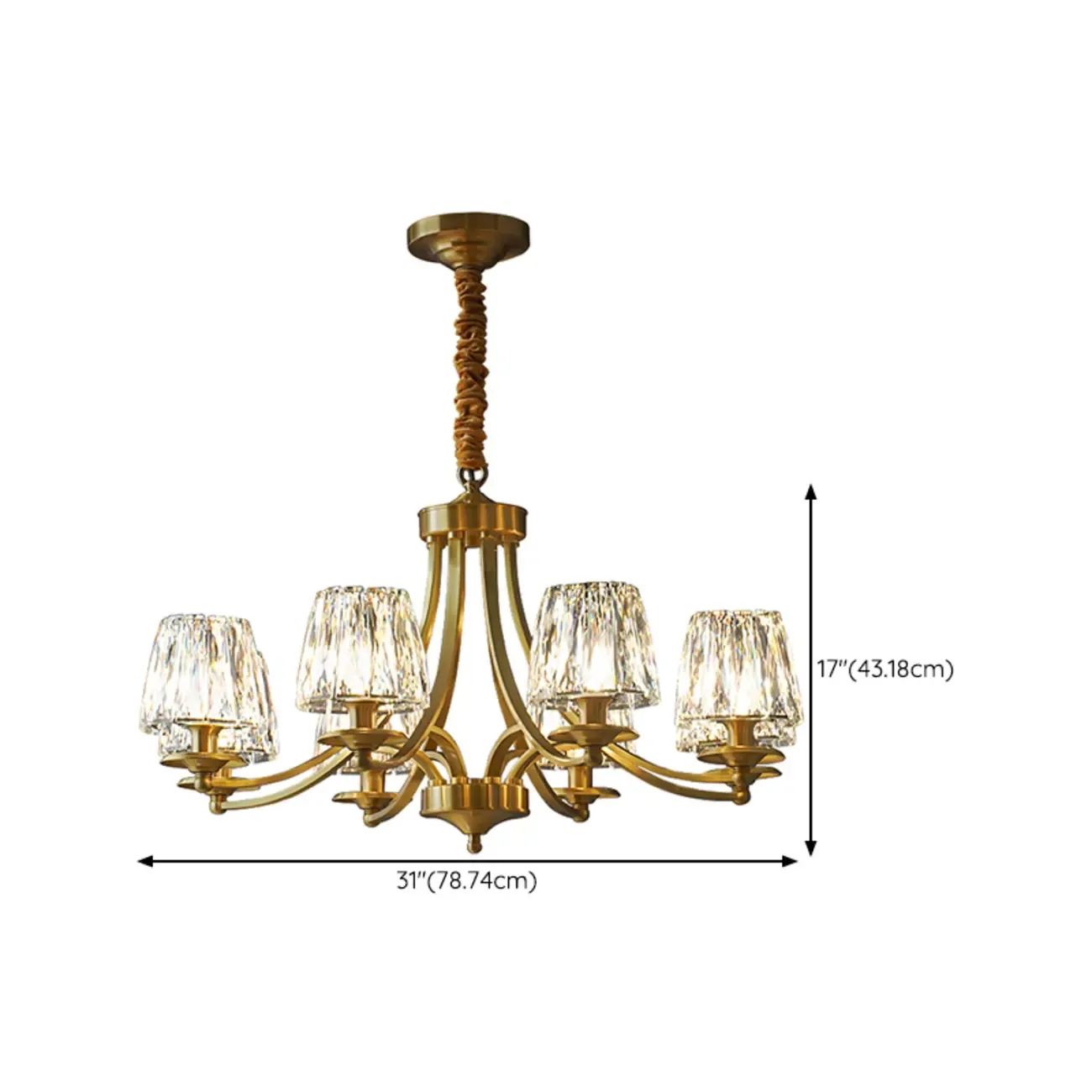 6-Light Vintage Crystal LED Chandelier with Adjustable Height Image - 13
