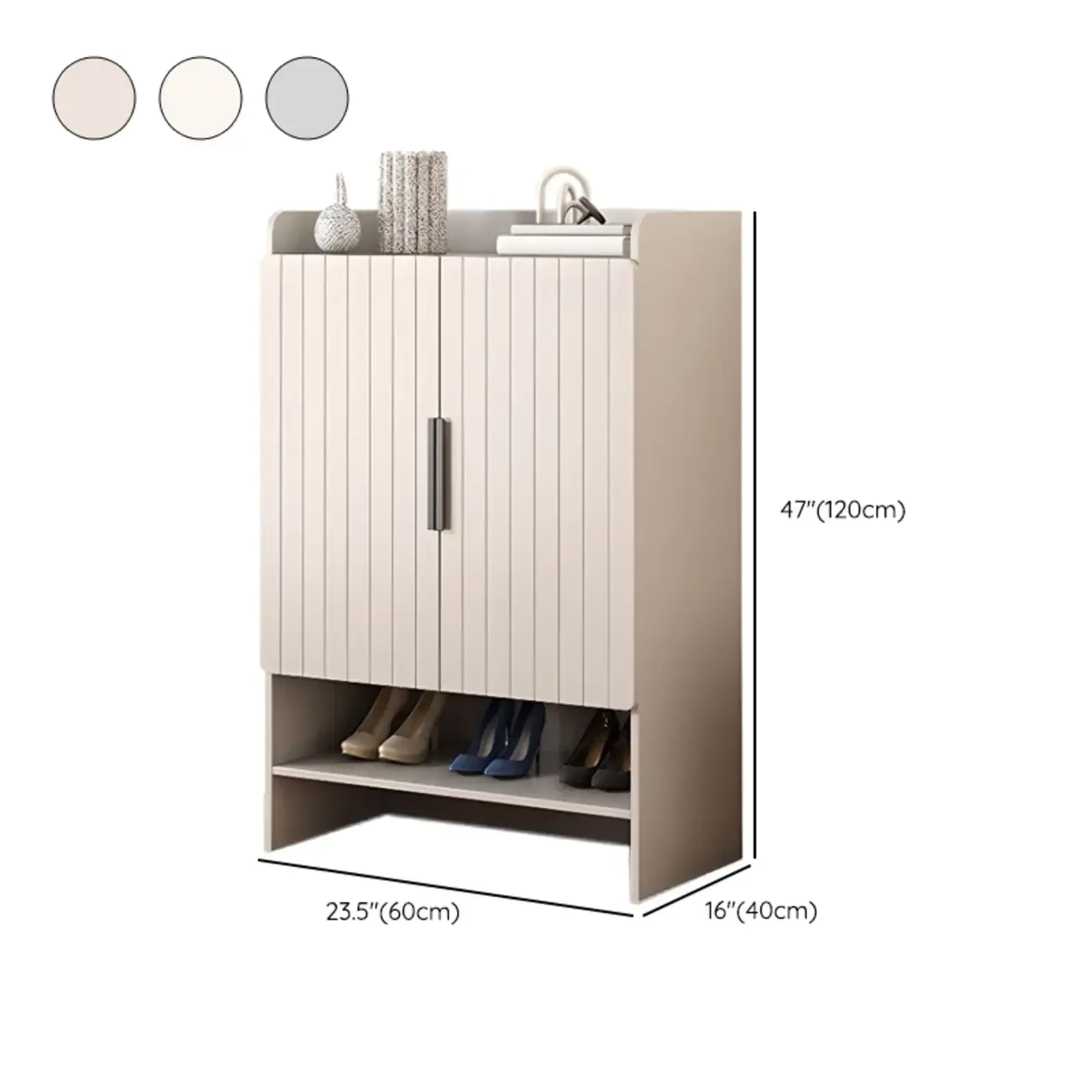 Vertical Wooden White Shoe Cabinet with Doors #size