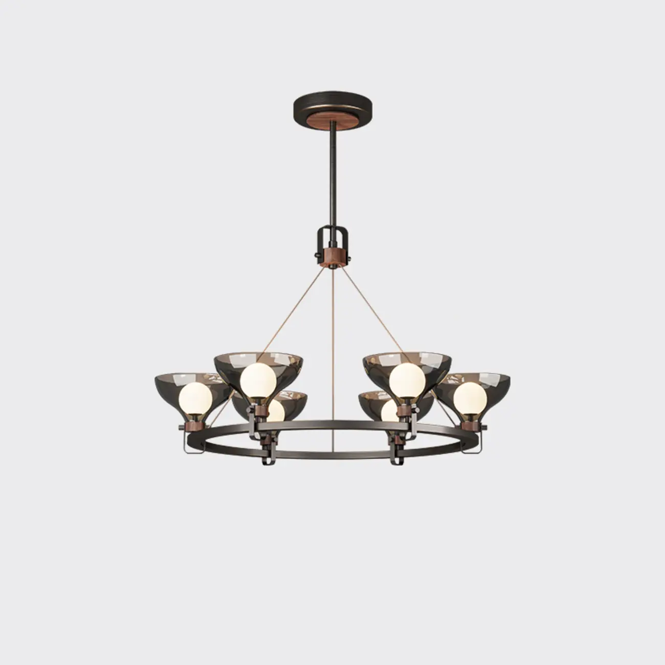 Black Industrial Metal Chandelier with Gray Glass Shade  Image - 2 | homeyfad