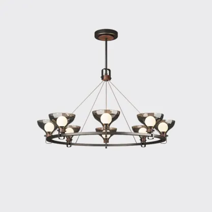 Black Industrial Metal Chandelier with Gray Glass Shade  Image - 3
