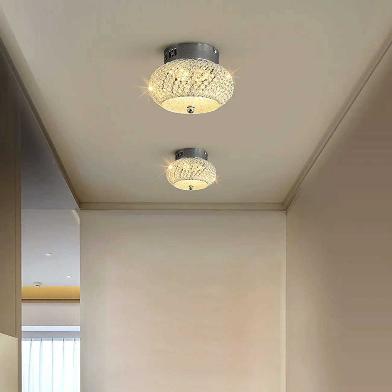 Simple Dimmable Crystal  Flush Ceiling Lamp for Living Room Image - 1 | homeyfad