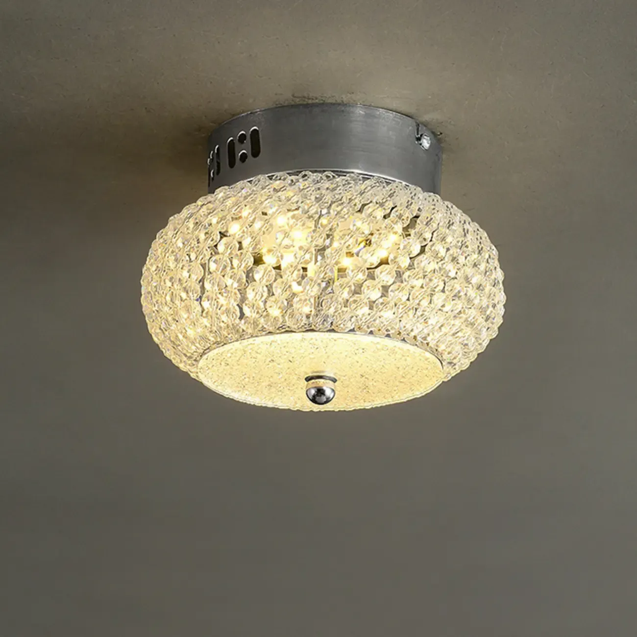 Simple Dimmable Crystal  Flush Ceiling Lamp for Living Room Image - 2