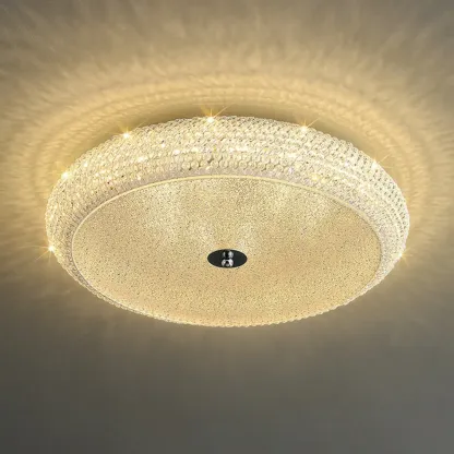 Simple Dimmable Crystal  Flush Ceiling Lamp for Living Room Image - 3