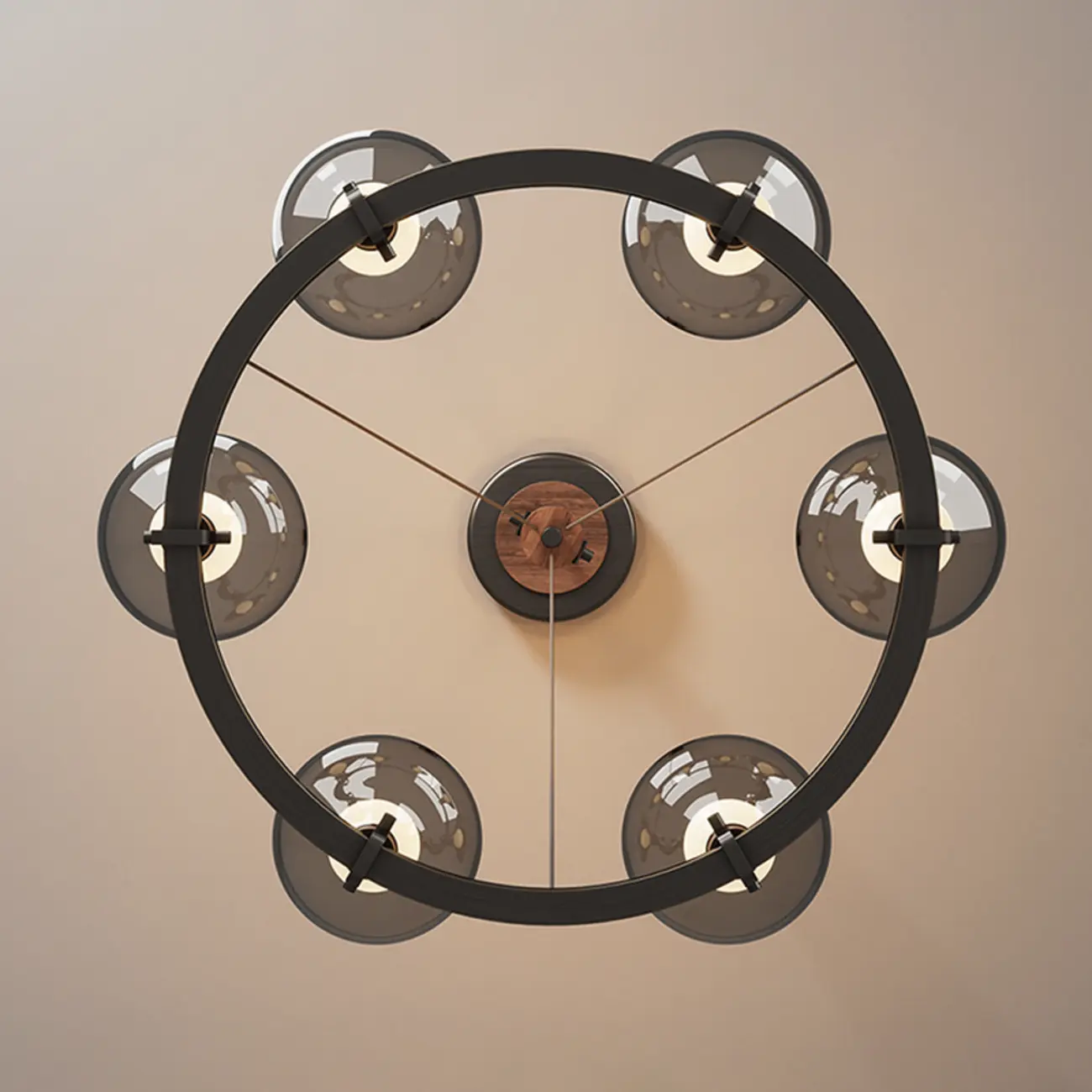 Black Industrial Metal Chandelier with Gray Glass Shade  Image - 10 | homeyfad