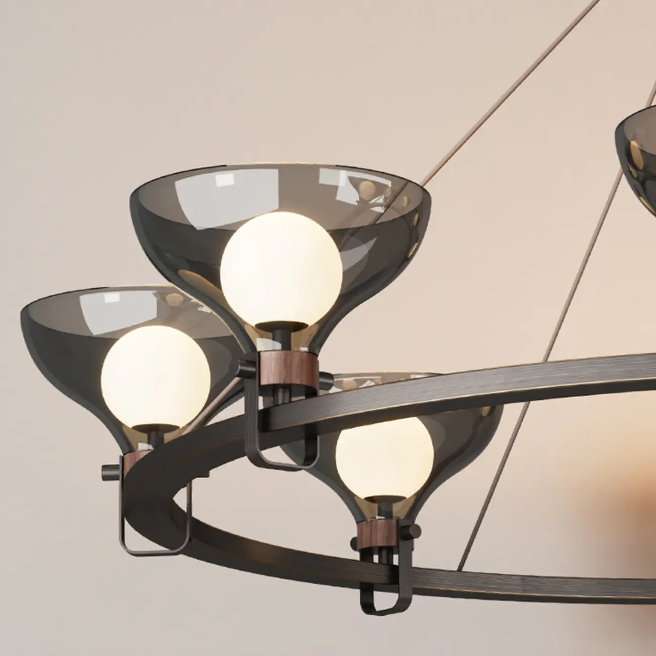 Black Industrial Metal Chandelier with Gray Glass Shade  Image - 11 | homeyfad