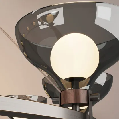 Black Industrial Metal Chandelier with Gray Glass Shade  Image - 12