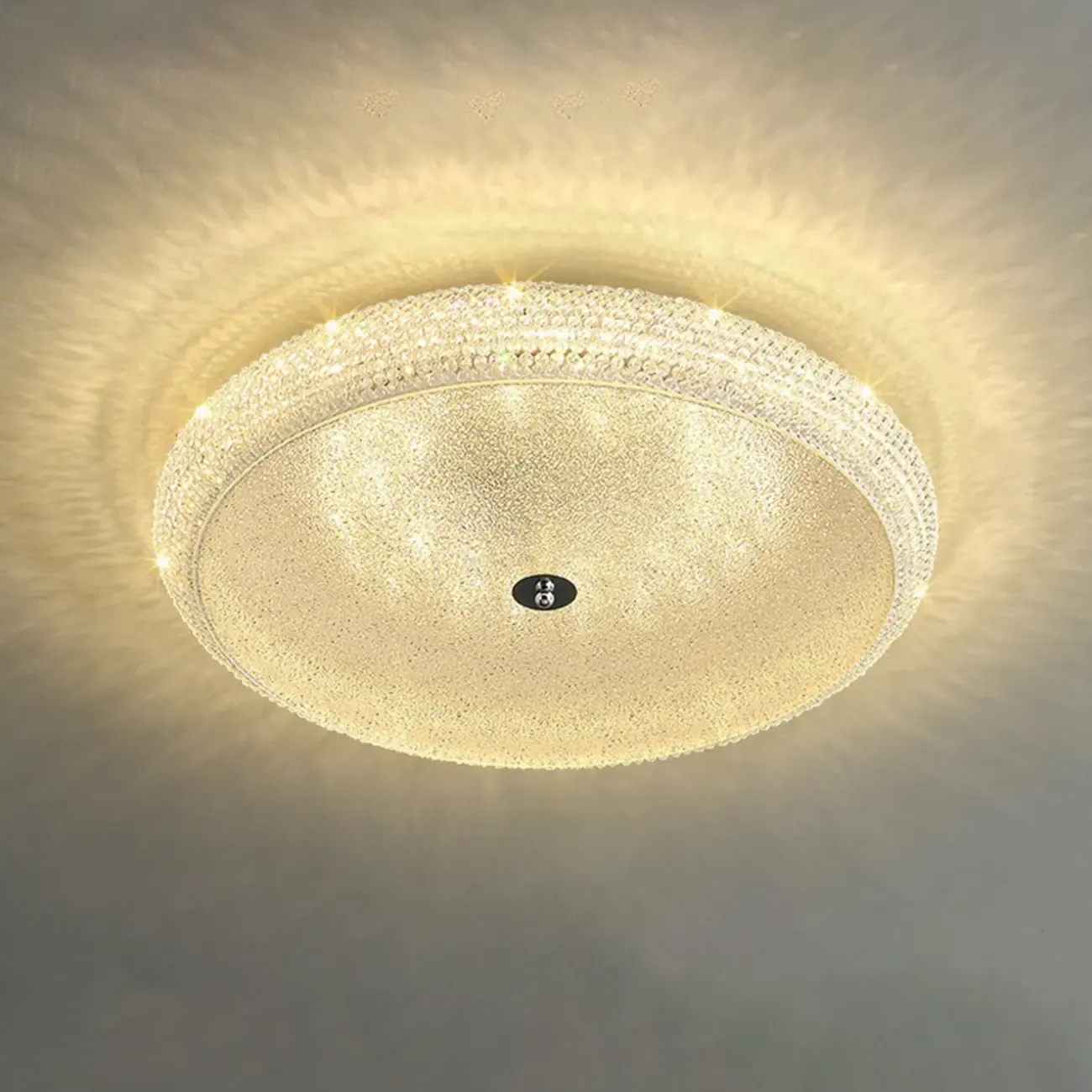 Simple Dimmable Crystal  Flush Ceiling Lamp for Living Room | HomeyFad