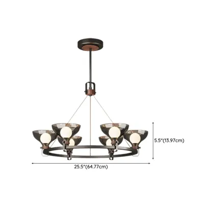 Black Industrial Metal Chandelier with Gray Glass Shade  #size