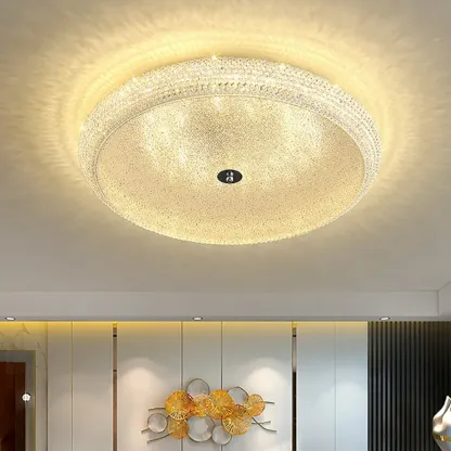 Simple Dimmable Crystal  Flush Ceiling Lamp for Living Room Image - 6