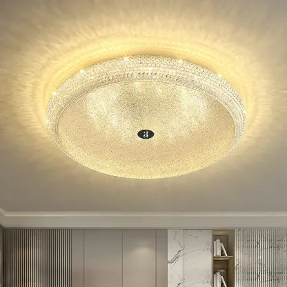 Simple Dimmable Crystal  Flush Ceiling Lamp for Living Room Image - 7