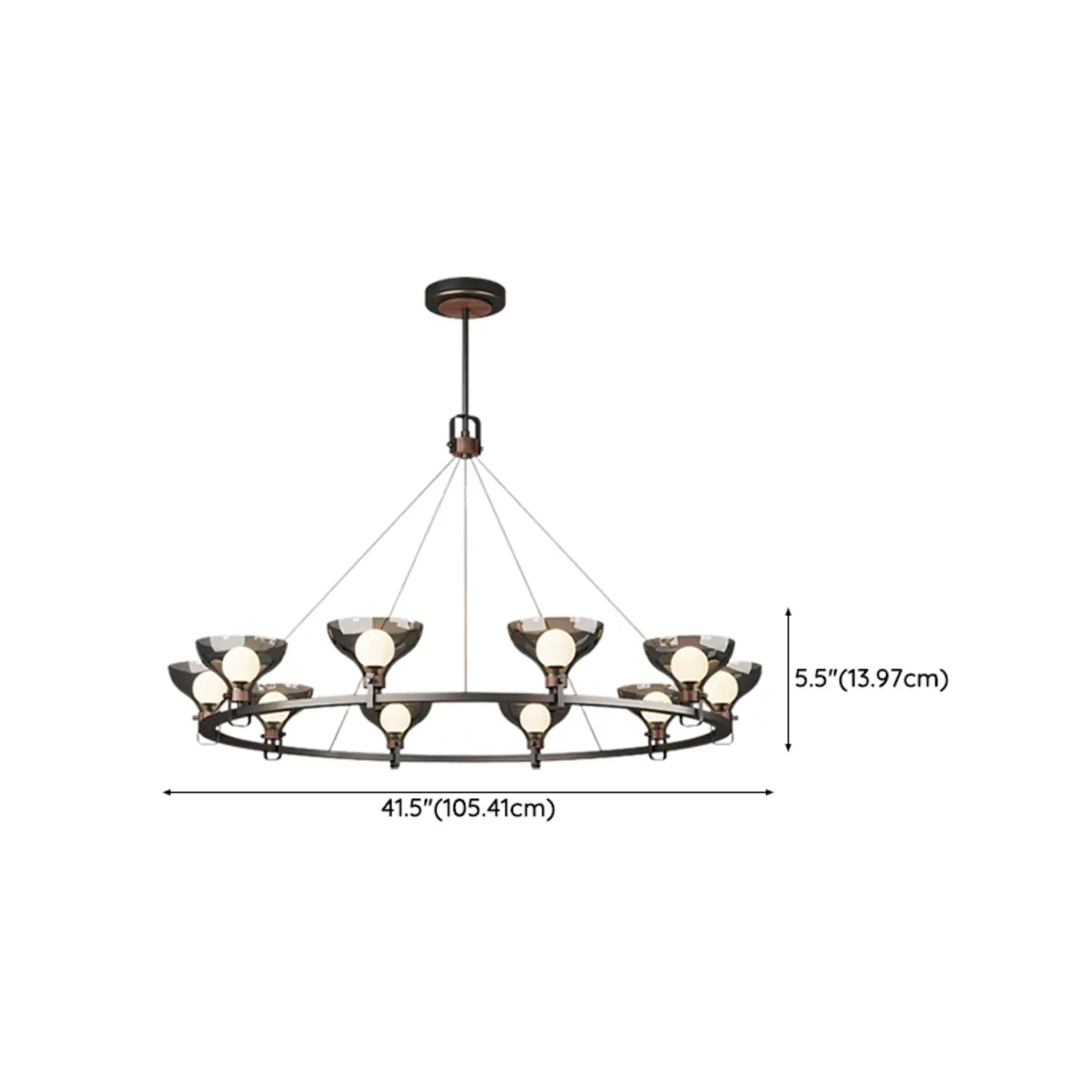 Black Industrial Metal Chandelier with Gray Glass Shade  Image - 15 | homeyfad