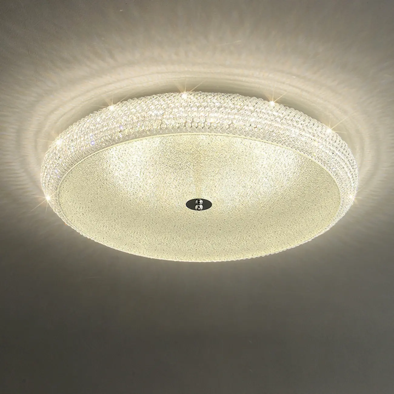 Simple Dimmable Crystal  Flush Ceiling Lamp for Living Room Image - 10 | homeyfad