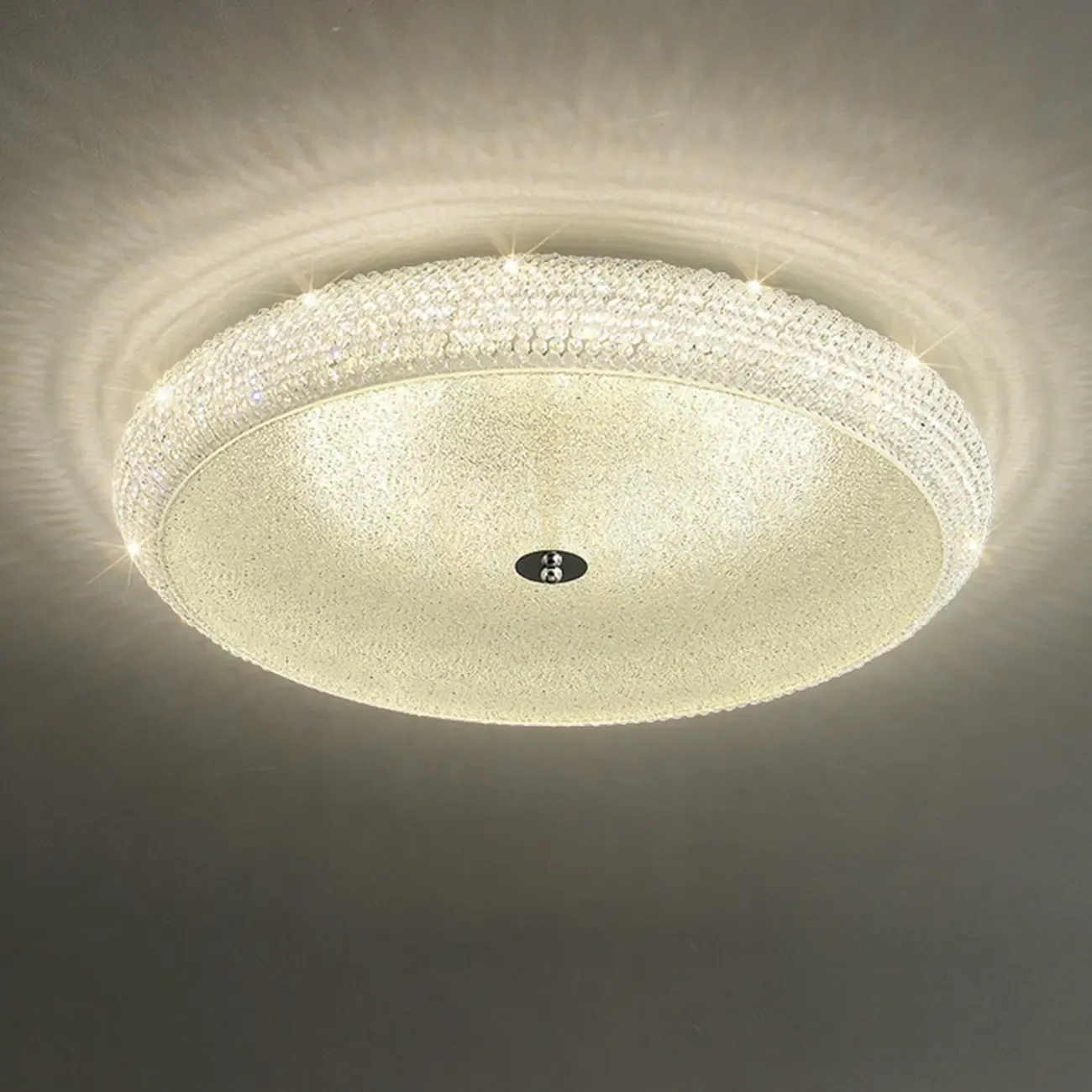 Simple Dimmable Crystal  Flush Ceiling Lamp for Living Room Image - 10