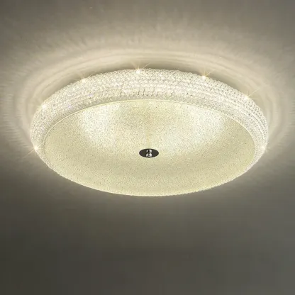 Simple Dimmable Crystal  Flush Ceiling Lamp for Living Room Image - 10