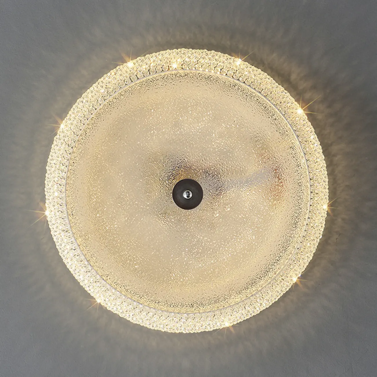 Simple Dimmable Crystal  Flush Ceiling Lamp for Living Room Image - 12 | homeyfad