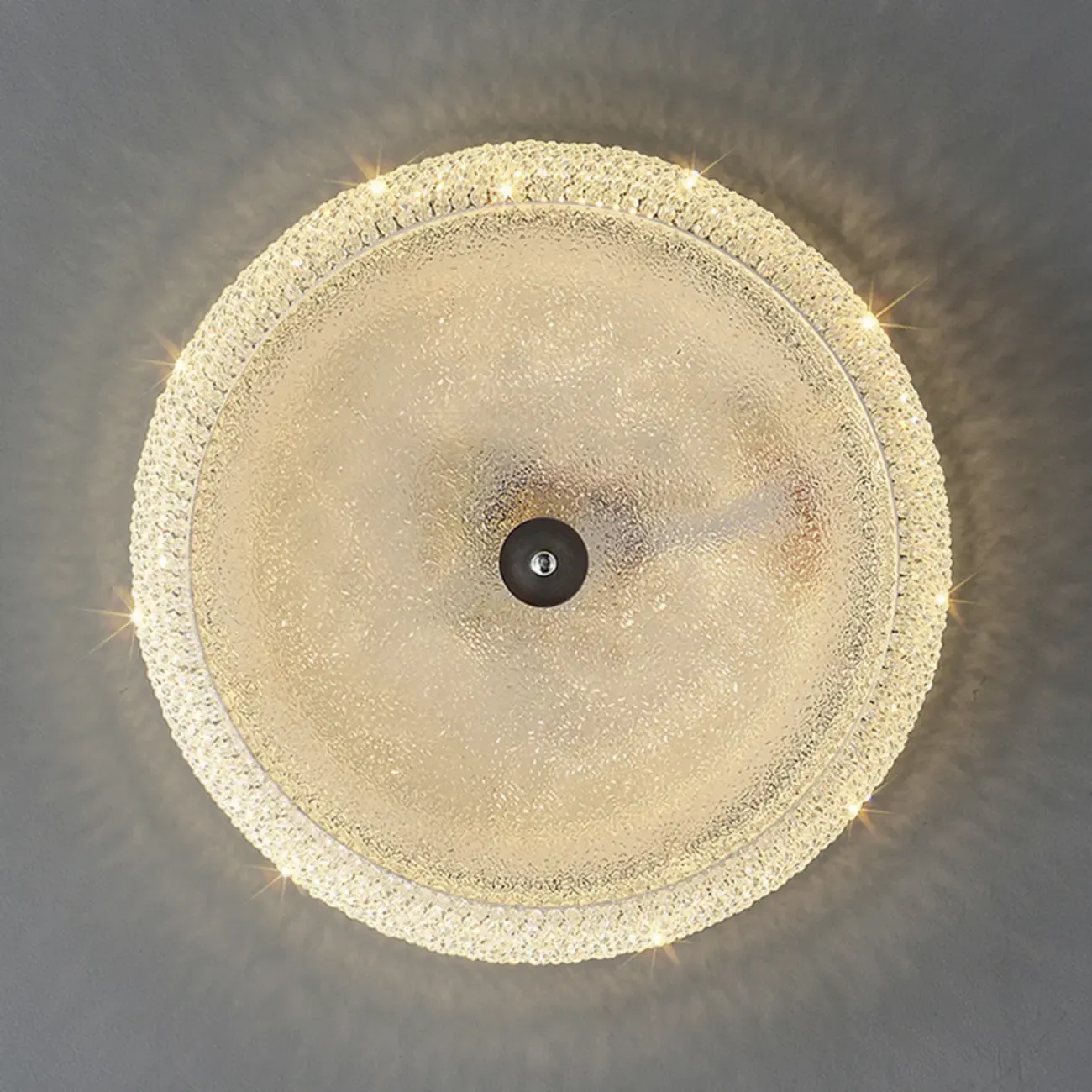 Simple Dimmable Crystal  Flush Ceiling Lamp for Living Room Image - 12