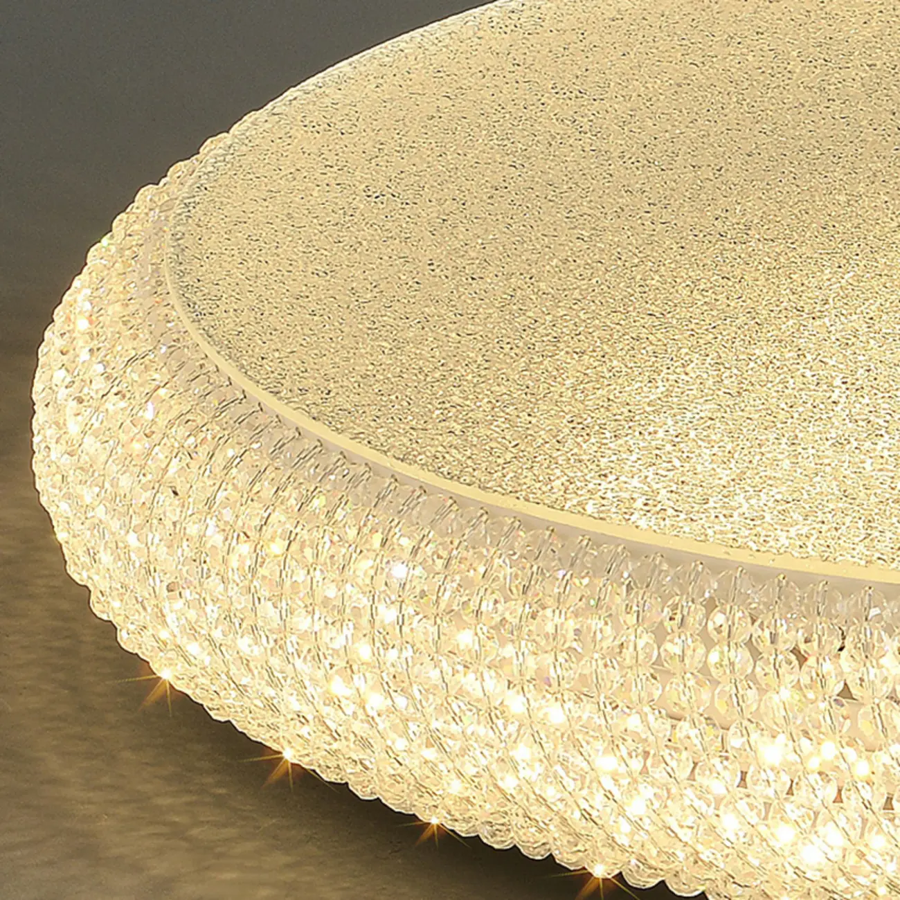 Simple Dimmable Crystal  Flush Ceiling Lamp for Living Room Image - 14 | homeyfad