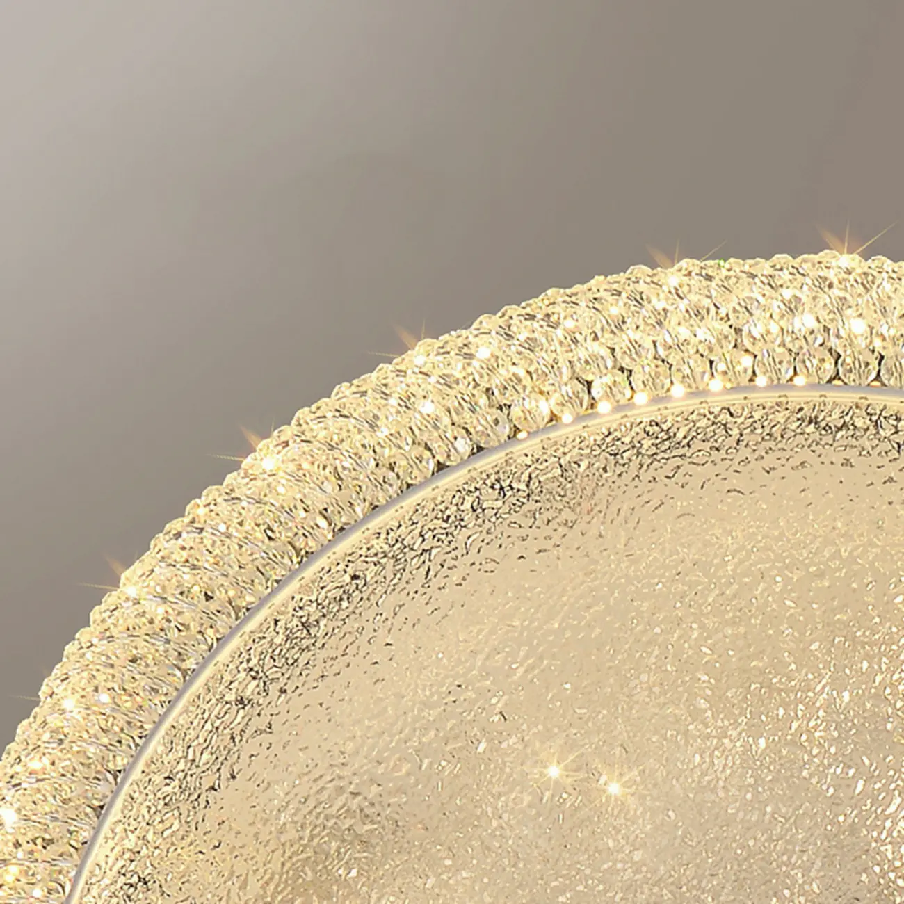 Simple Dimmable Crystal  Flush Ceiling Lamp for Living Room Image - 15 | homeyfad