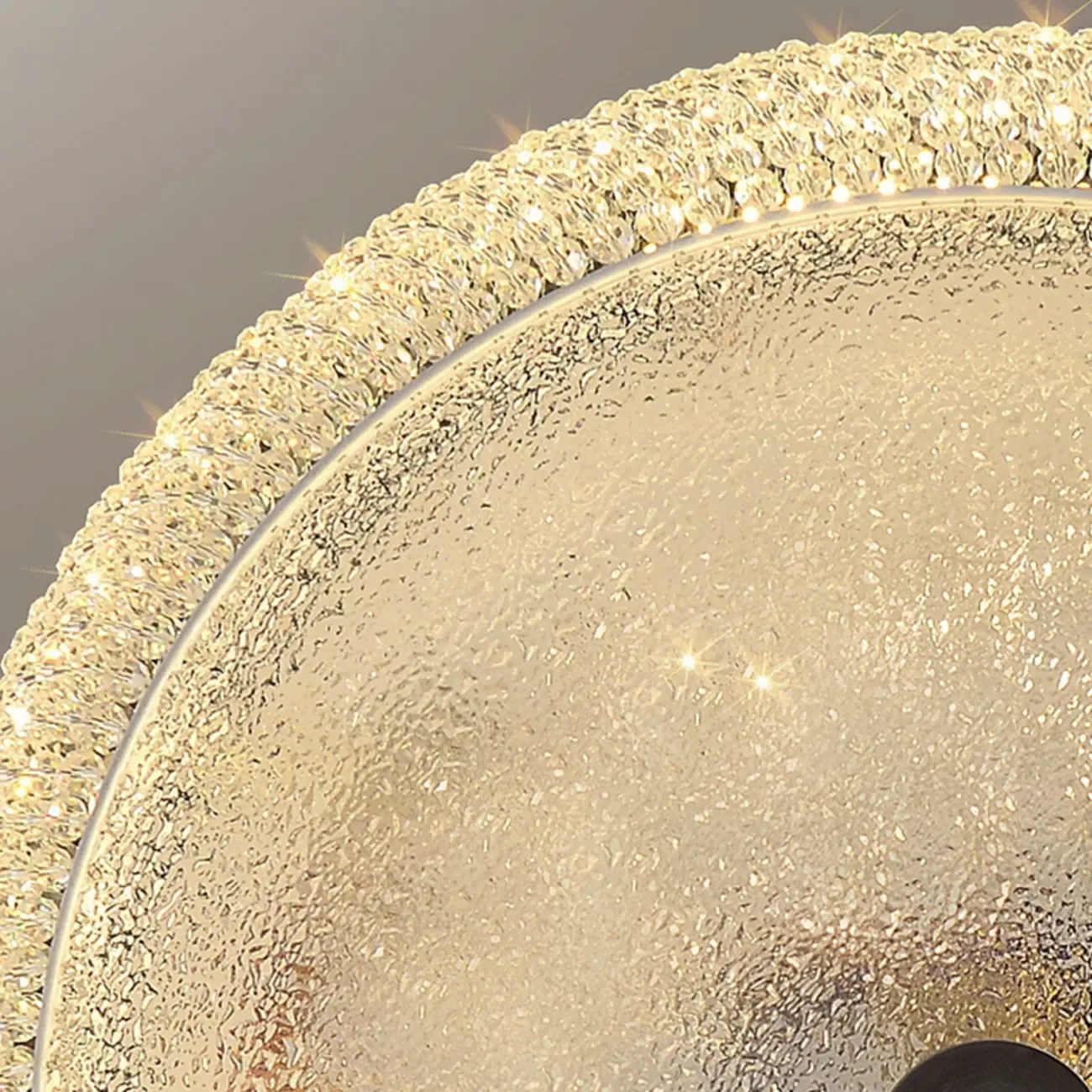 Simple Dimmable Crystal  Flush Ceiling Lamp for Living Room Image - 17