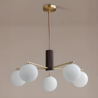 Minimalist Adjustable Globe Pendant Light with White Shade Image - 11