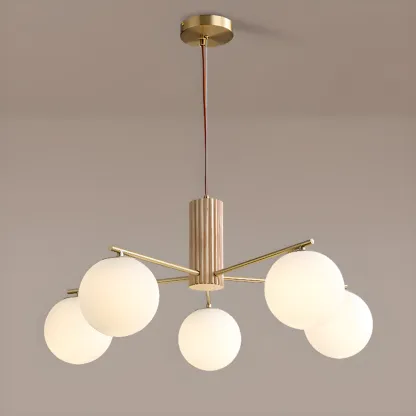 Minimalist Adjustable Globe Pendant Light with White Shade Image - 13