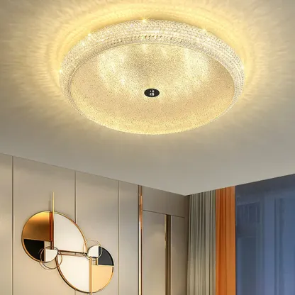 Simple Dimmable Crystal  Flush Ceiling Lamp for Living Room Image - 21