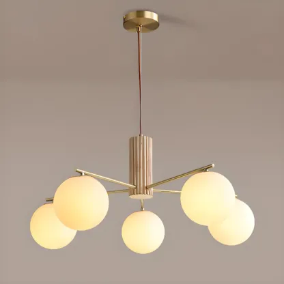 Minimalist Adjustable Globe Pendant Light with White Shade Image - 14