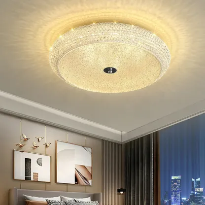 Simple Dimmable Crystal  Flush Ceiling Lamp for Living Room Image - 23