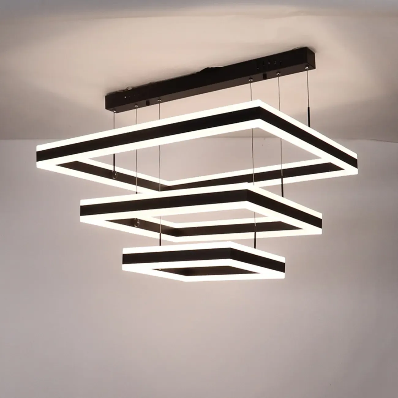 3-Tier Modern Linear LED Chandelier with Dimmable Design Image - 6