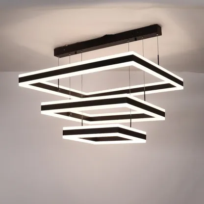 3-Tier Modern Linear LED Chandelier with Dimmable Design Image - 6
