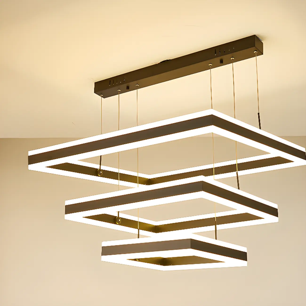 3-Tier Modern Linear LED Chandelier with Dimmable Design Image - 11 | homeyfad