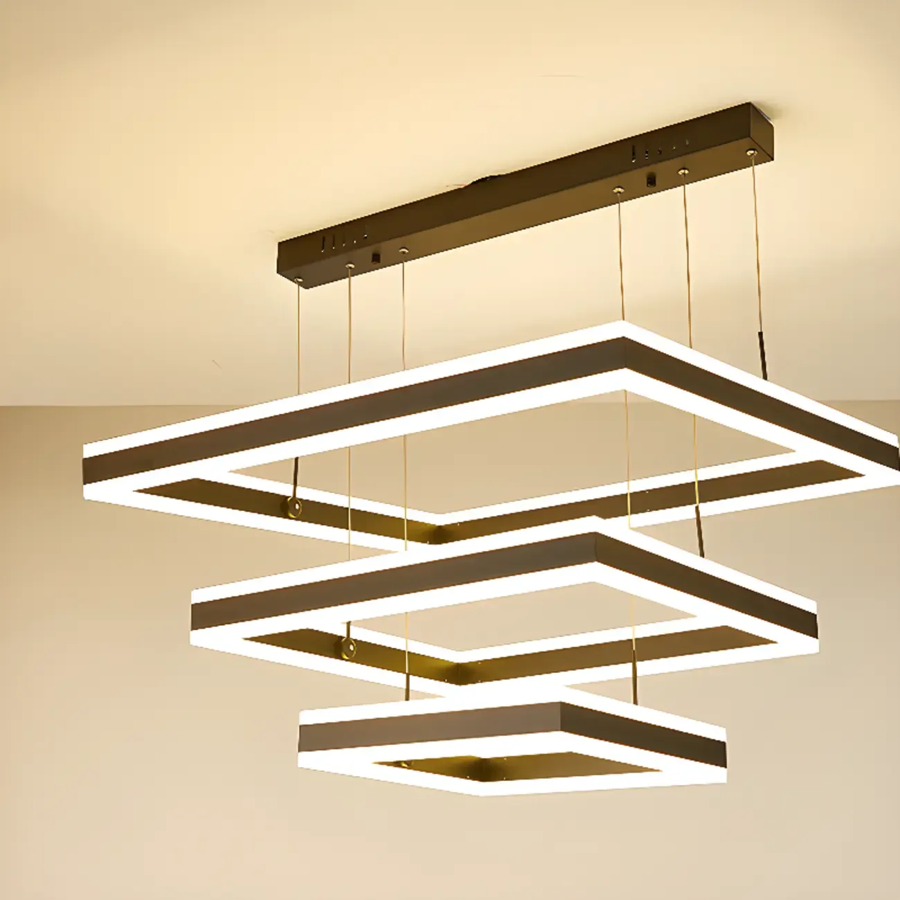 3-Tier Modern Linear LED Chandelier with Dimmable Design Image - 11