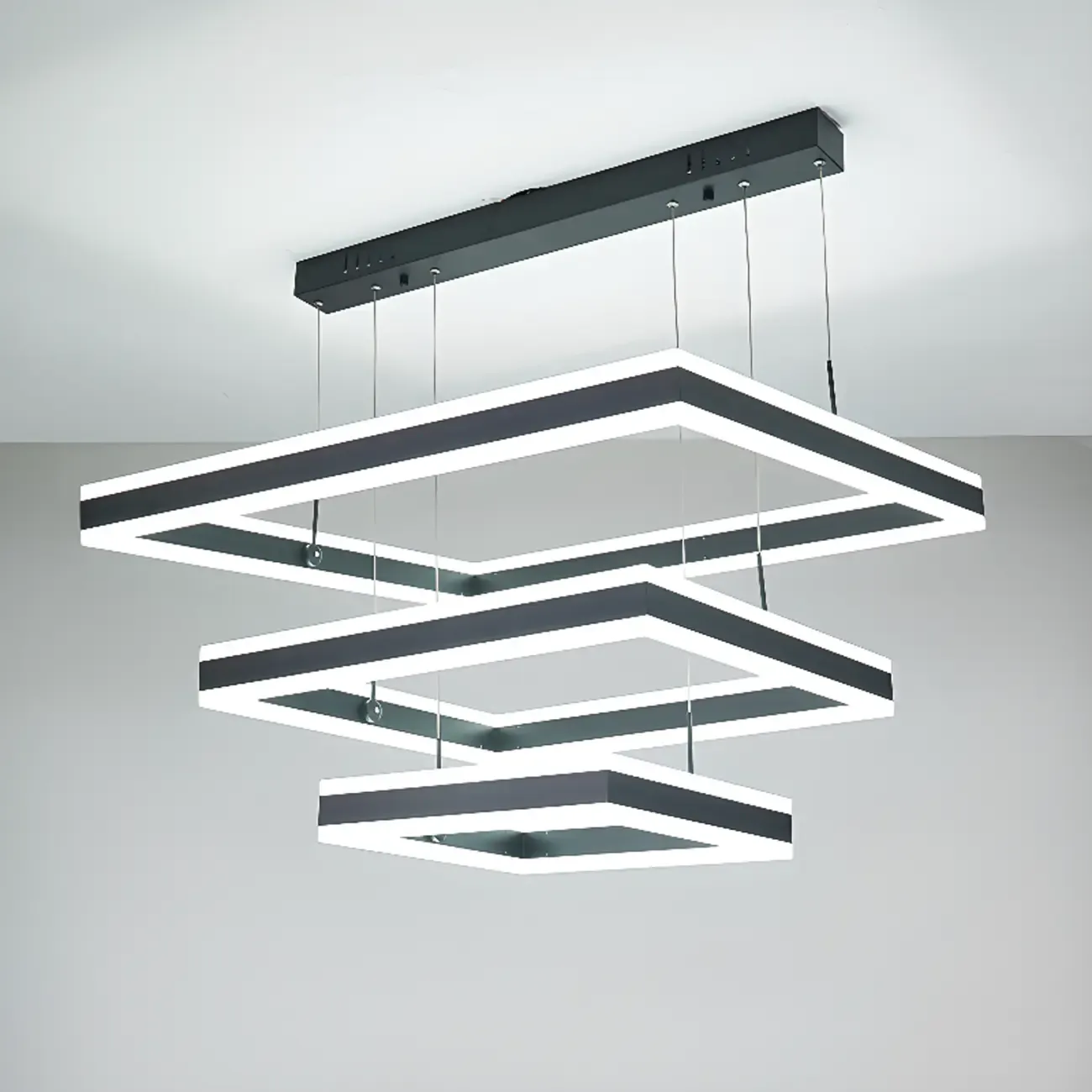 3-Tier Modern Linear LED Chandelier with Dimmable Design Image - 12