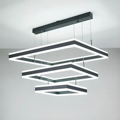 3-Tier Modern Linear LED Chandelier with Dimmable Design Image - 12