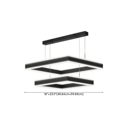 3-Tier Modern Linear LED Chandelier with Dimmable Design #size