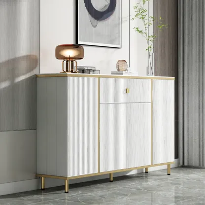 Modish White Metal Entryway Shoe Storage Cabinet Image - 1